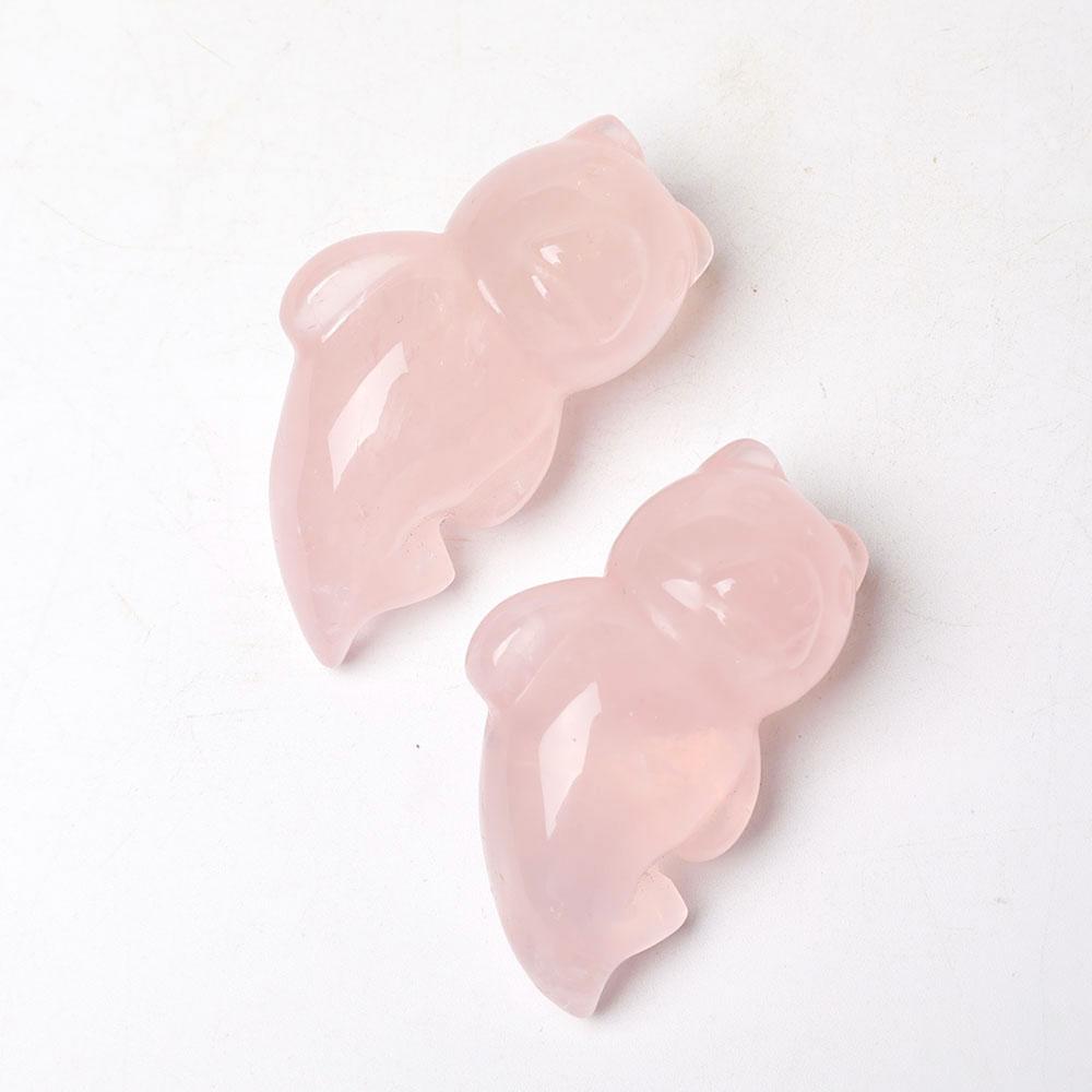 Rose Quartz Bear With Beauty Tail Crystal Carvings Animal Cartoon Bulk Best Crystal Wholesalers