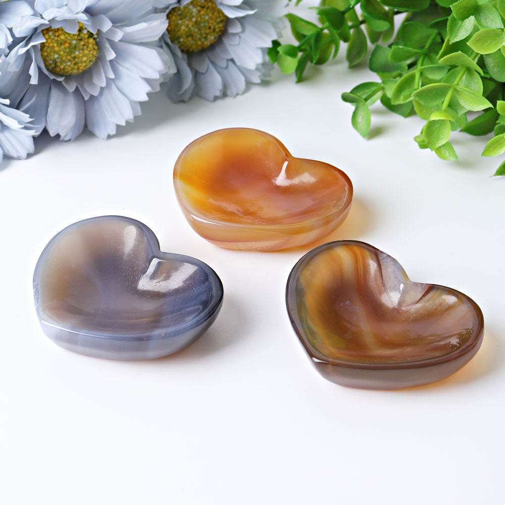 2.1" Agate Heart Shape Bowls Crystal Carvings Best Crystal Wholesalers