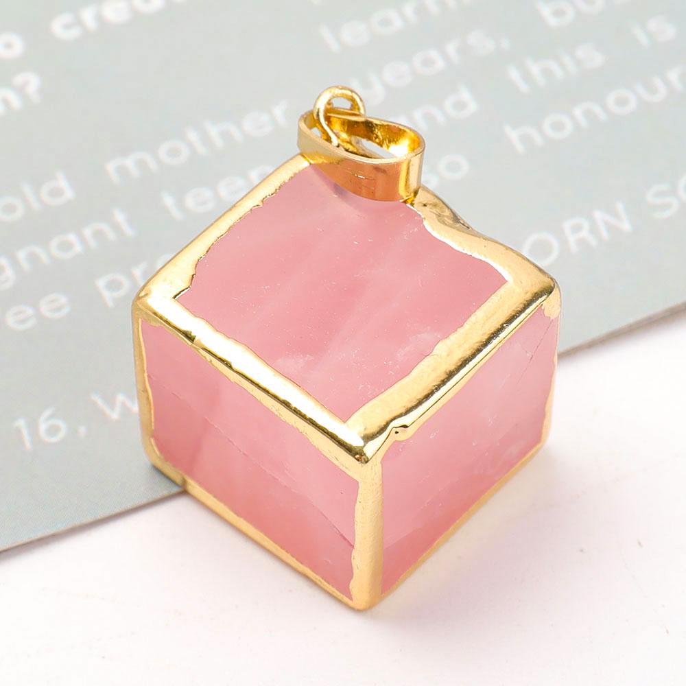 Rose Quartz Cube Pendant Best Crystal Wholesalers