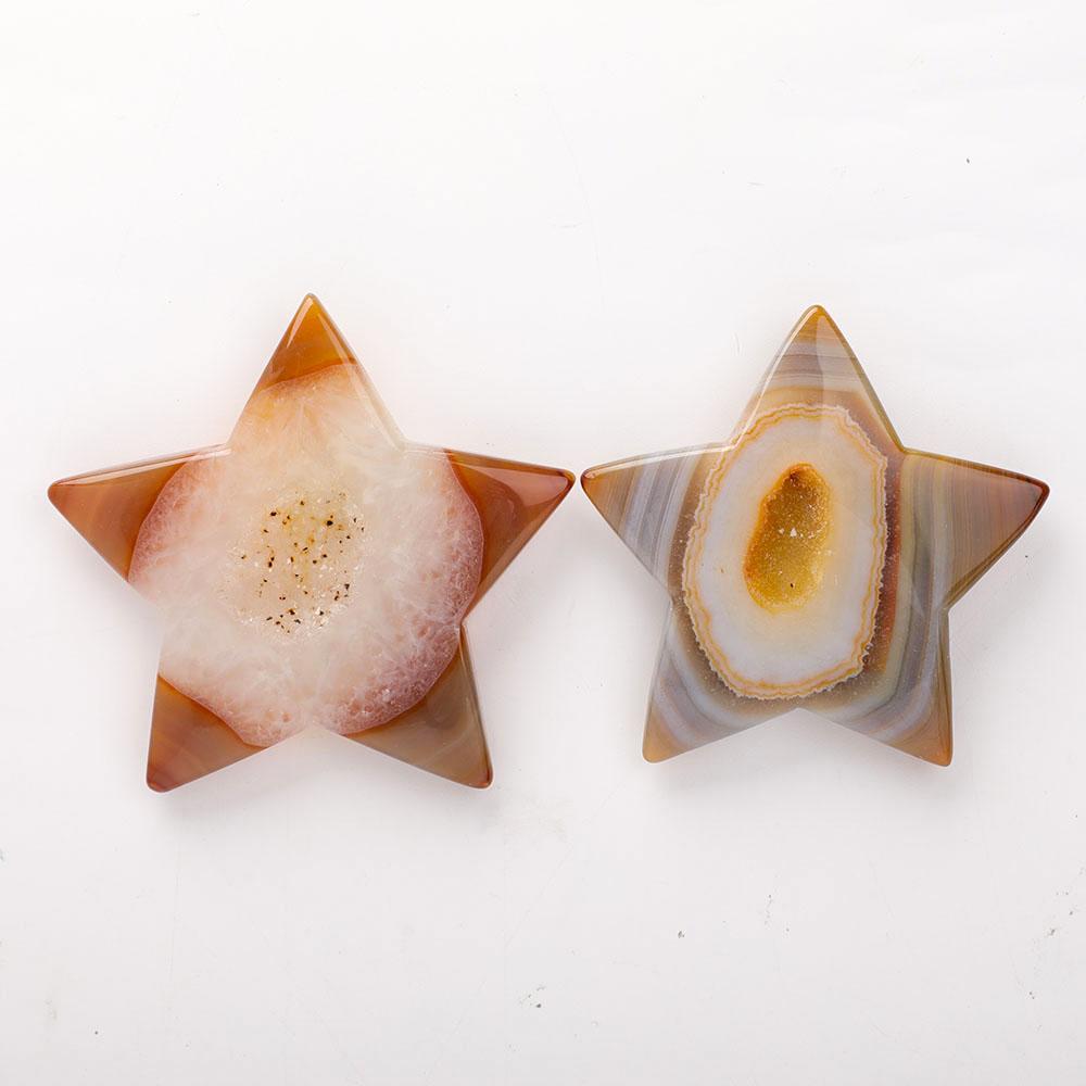 Druzy Agate Star Carvings