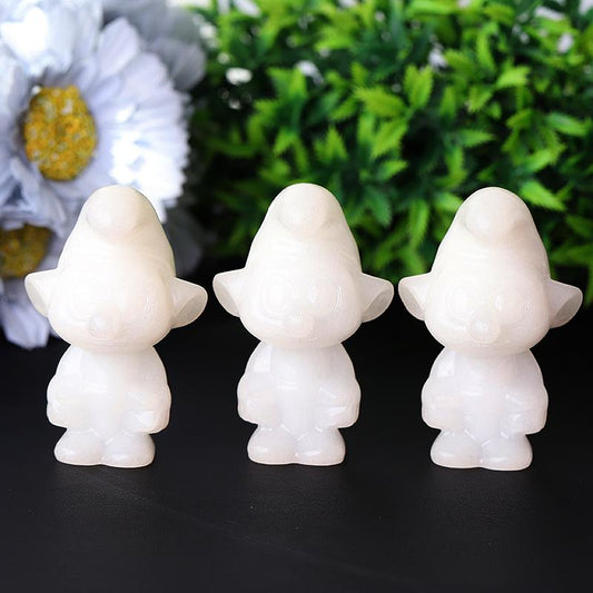 2.6" White Jade The Smurfs Crystal Carvings Cartoon Bulk Best Crystal Wholesalers