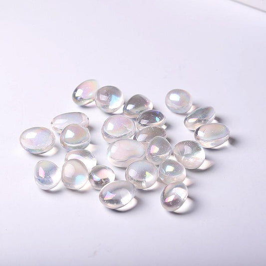 0.1kg 20mm-30mm Hot Sale Angle Aura Clear Quartz bulk tumbled stone Best Crystal Wholesalers