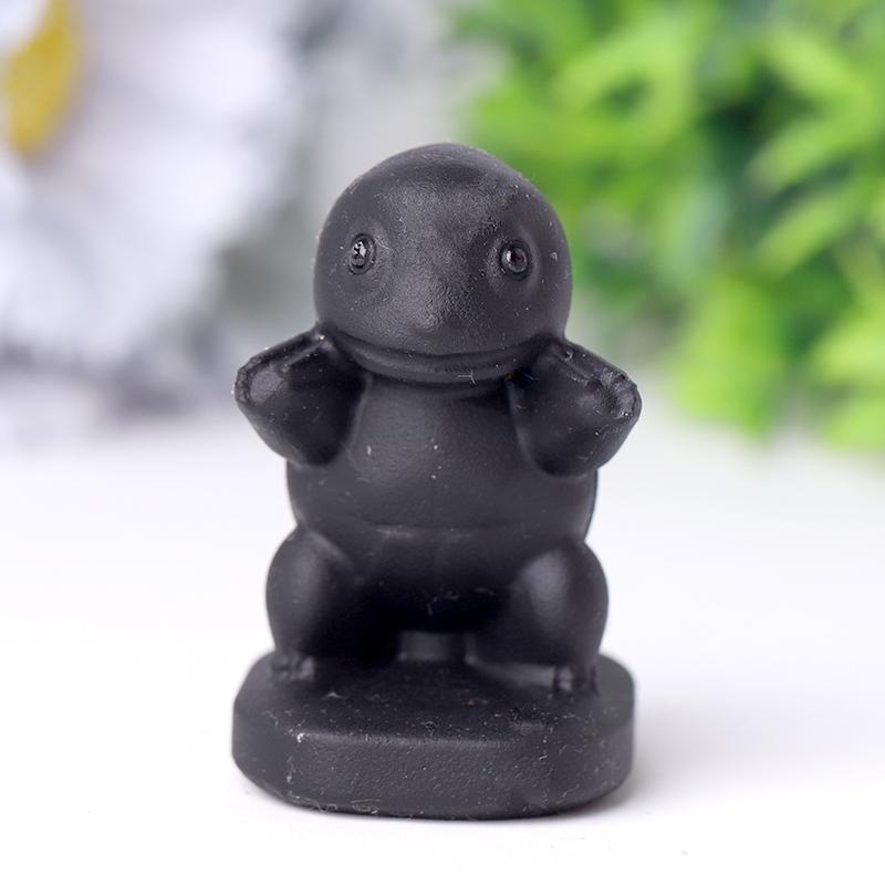 Black Obsidian Squirtle Crystal Carvings Cartoon Bulk Best Crystal Wholesalers