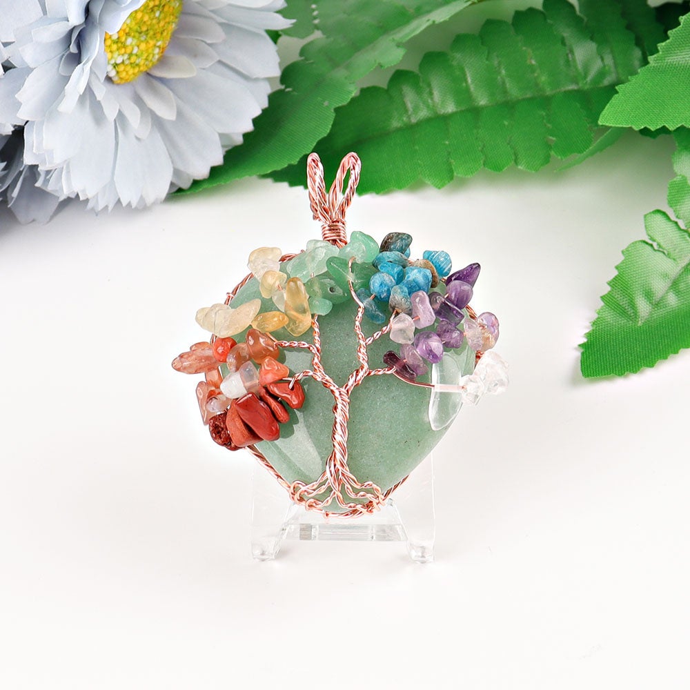 2" Chakra Tree of Life Wire Wrapped Heart Pendant Best Crystal Wholesalers