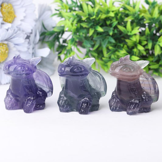 2.5" Fluorite Toothless Crystal Carvings Cartoon Bulk Best Crystal Wholesalers