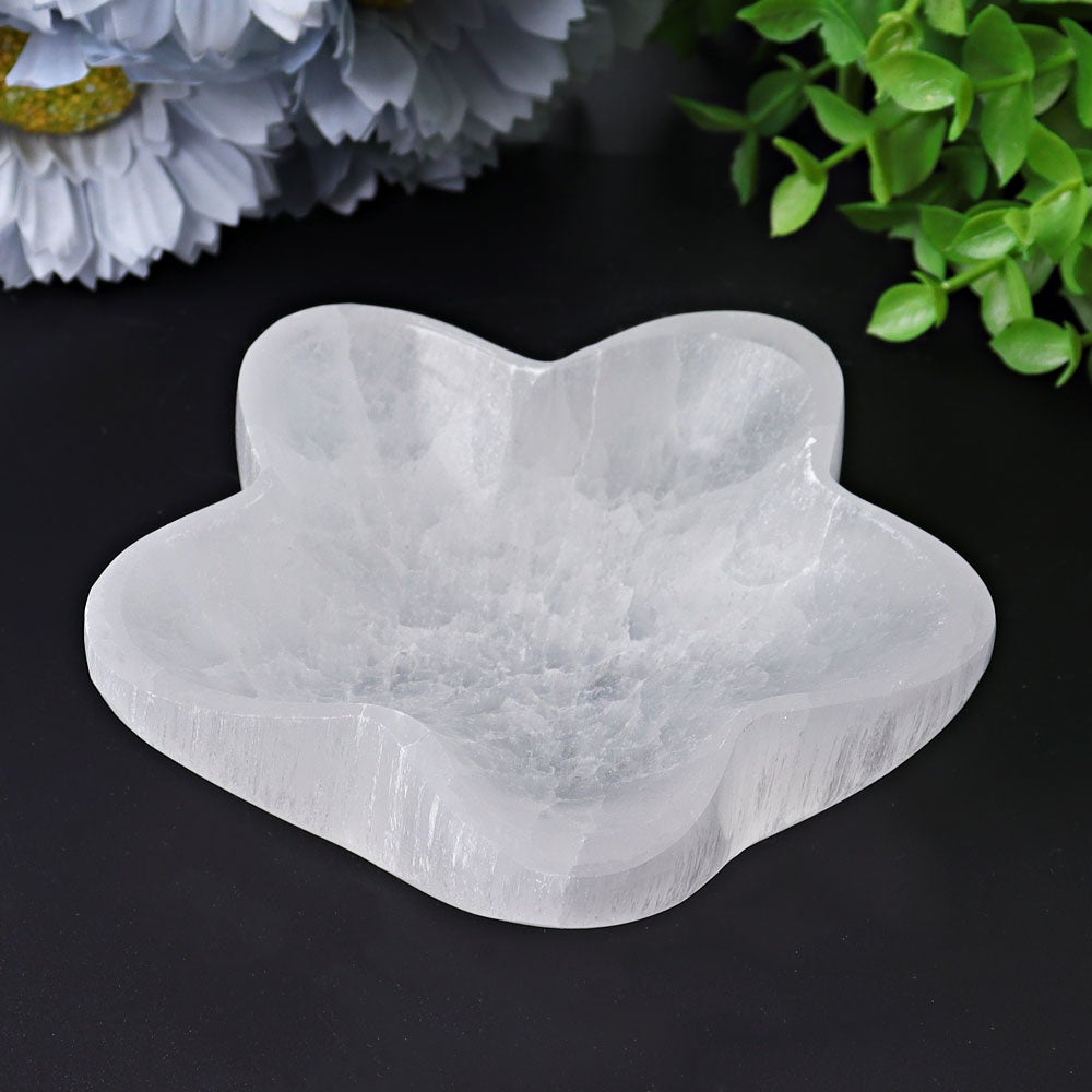 4" Flower Shape Selenite Bowls Plants Bulk Best Crystal Wholesalers