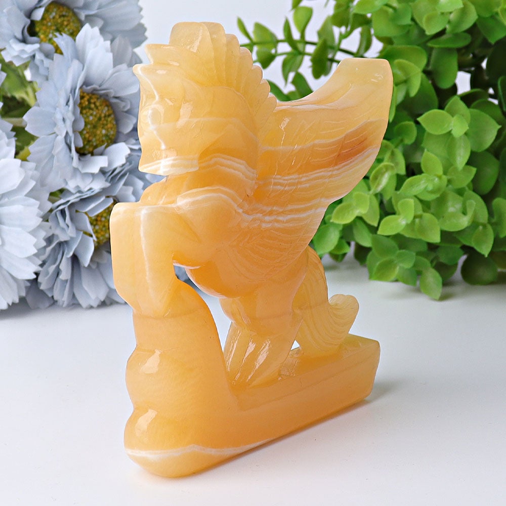 4.8" Yellow Calcite Unicorn Crystal Carvings Free Form Animal Bulk Best Crystal Wholesalers