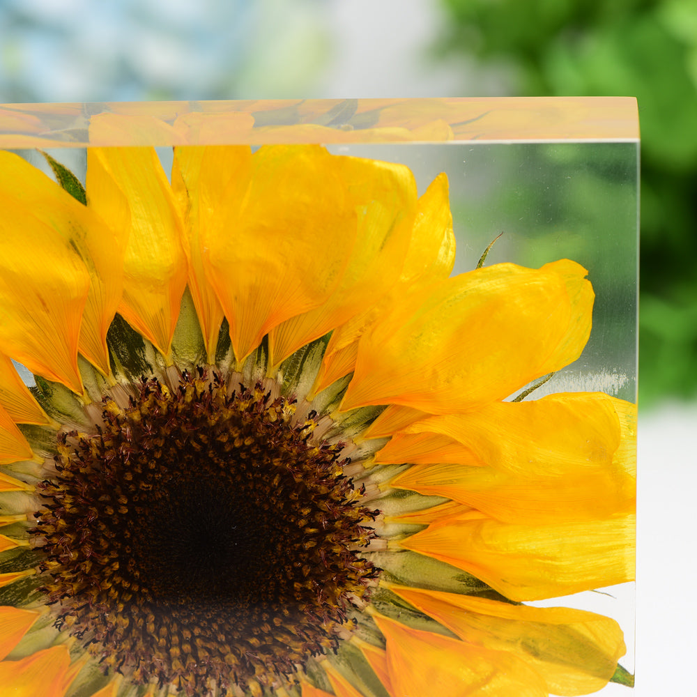 4.6" Square Resin with Sun Flower Free Form for Home Decor Bulk WholesaleBest Crystal Wholesalers