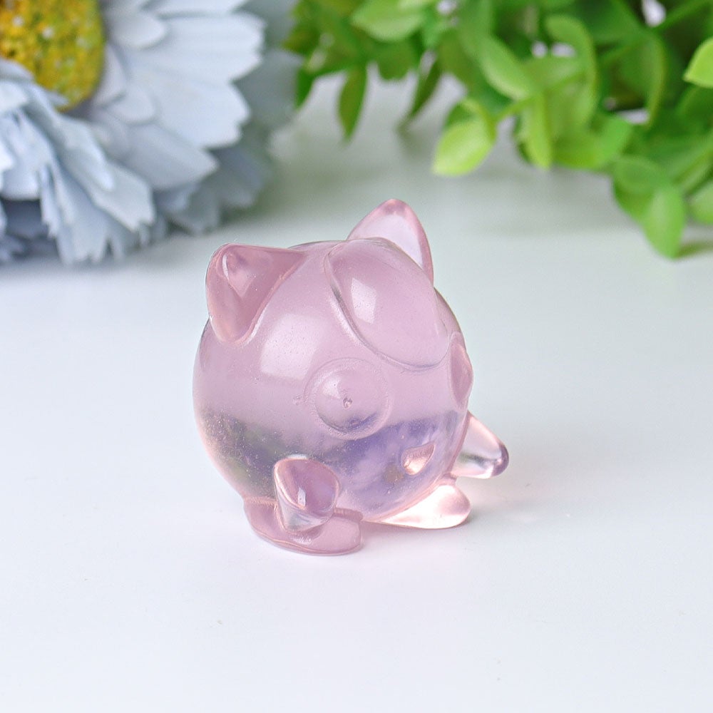 1.6" Pink Opalite Jiggly Puff Crystal Carvings Cartoon Bulk Best Crystal Wholesalers