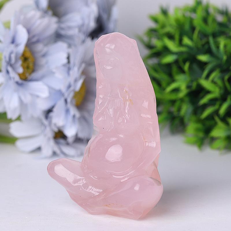 3.9" Rose Quartz Mother Earth Crystal Carvings Model Bulk Best Crystal Wholesalers