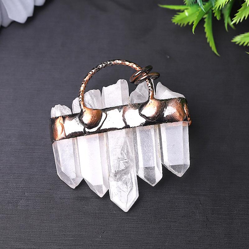 2" Clear Quartz with Green Quartz Pendant for Jewelry DIY Best Crystal Wholesalers