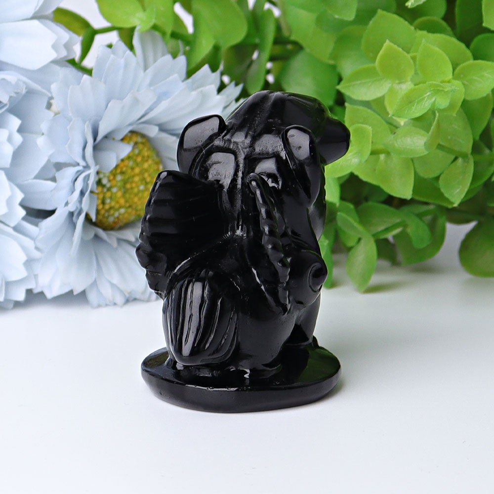 2.3" Black Obsidian Unicorn Crystal Carvings Animal Bulk Best Crystal Wholesalers