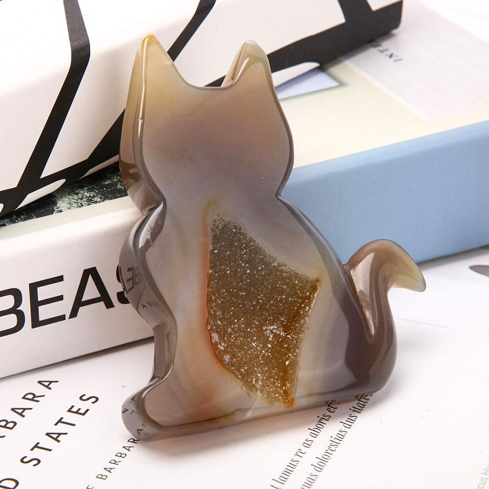 Druzy Agate Cat Carvings Animal Bulk Best Crystal Wholesalers