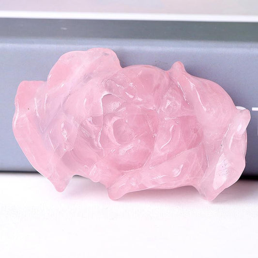 3" Rose Quartz Peony Crystal Carvings Best Crystal Wholesalers