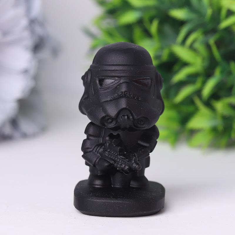 2.5" Black Obsidian Darth Vader Crystal Carvings Cartoon Bulk Best Crystal Wholesalers