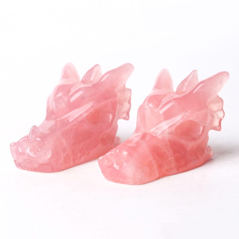 Rose Quartz Dragon Head Carving for Decoration Best Crystal Wholesalers