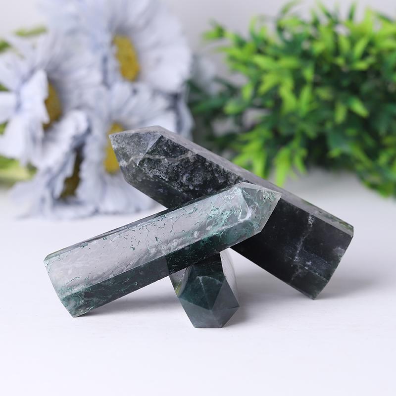 Wholesale Natual Crystal Healing Moss Agate Point Wand Towers Points Bulk Best Crystal Wholesalers