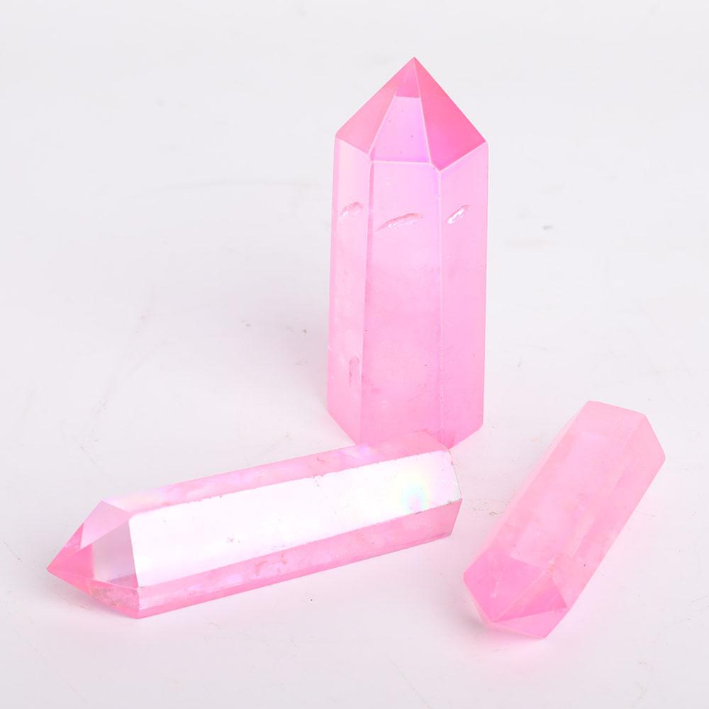 Set of 3 Aura Pink Towers Points Bulk Best Crystal Wholesalers