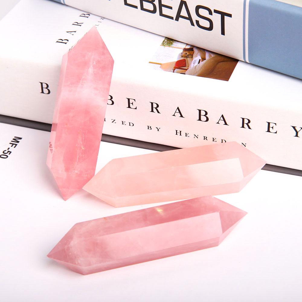 Set of 3 Rose Quartz Double Terminated Towers Points Bulk Best Crystal Wholesalers