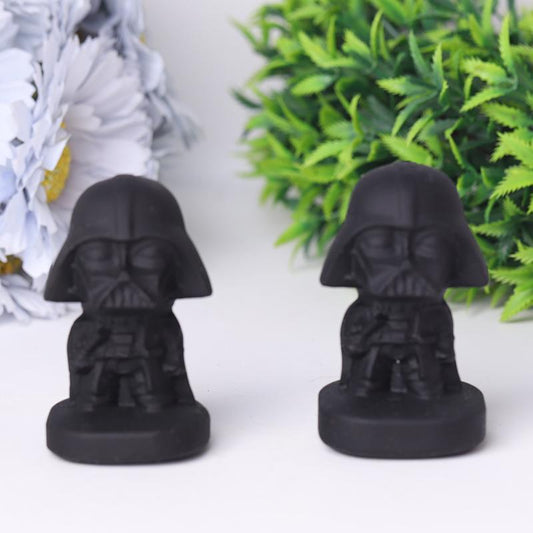 2.5" Black Obsidian Darth Vader Crystal Carvings Cartoon Bulk Best Crystal Wholesalers