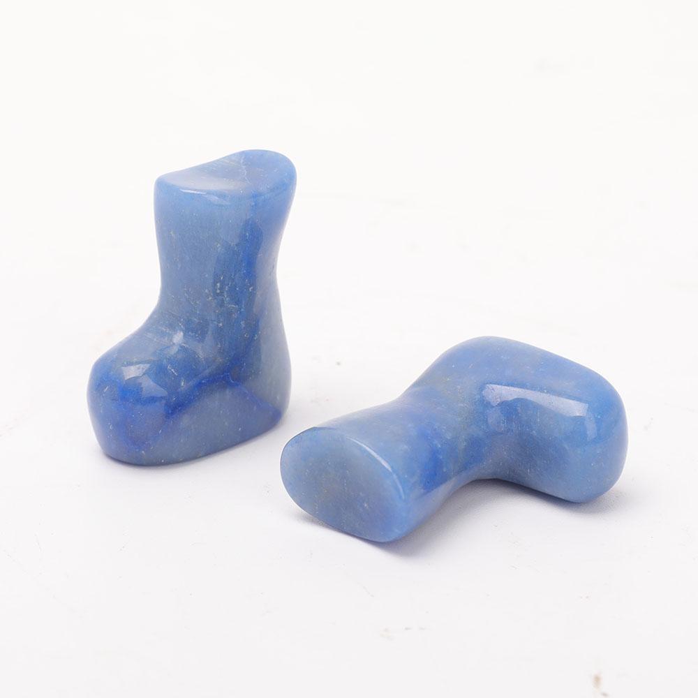 1.5" Set of 2 Blue Aventurine Boots Carvings for Christams Decor