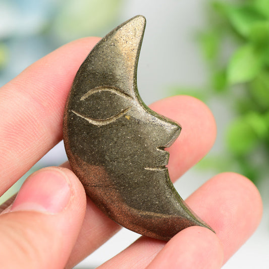 2.4" Pyrite Moon Face Crystal Carving Bulk WholesaleBest Crystal Wholesalers