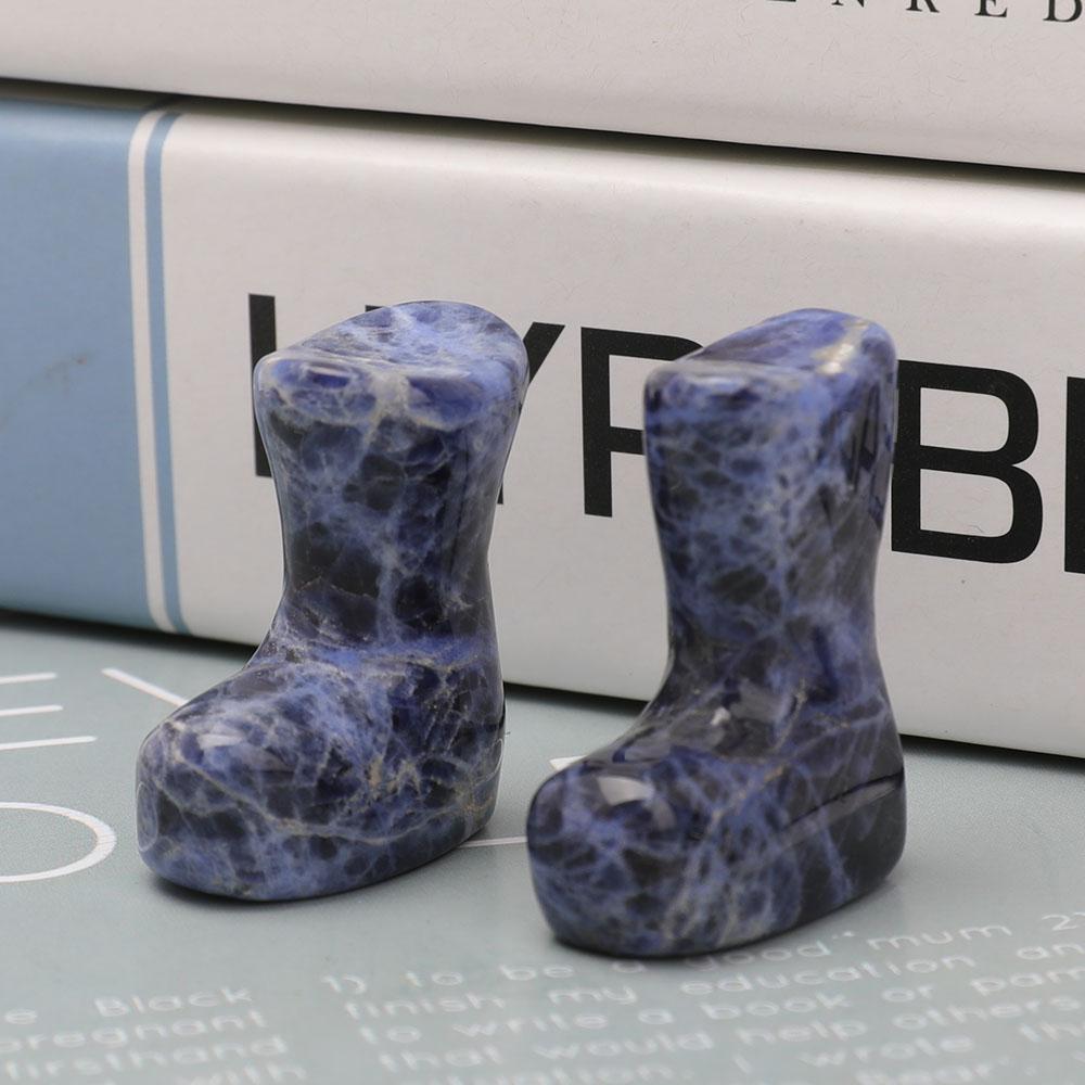 1.5" Set of 2 Sodalite Christmas Boots Carvings