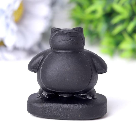 2" Black Obsidian Snorlax Crystal Carvings Cartoon Bulk Best Crystal Wholesalers