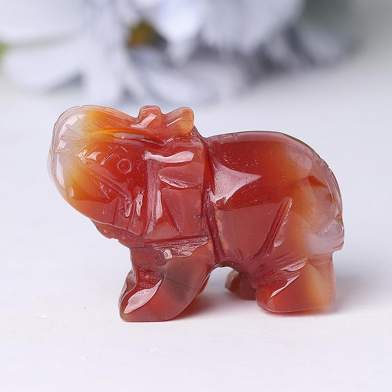 2" Wholesale Natural High Quality Beautiful Hand Carved Carnelian Elephant Crystal Figurine For Decoration Animal Bulk