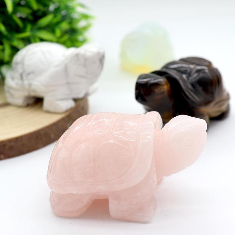 Hand Carved Rose Quartz Tortoise Animal Collectible Sculpture 1.5"(40mm) Best Crystal Wholesalers