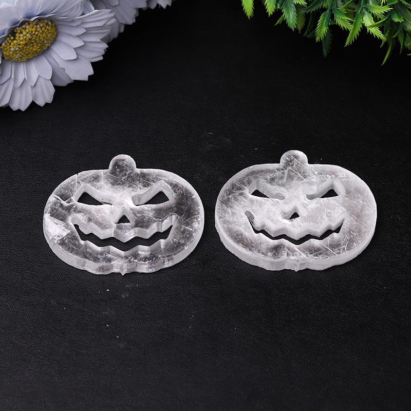 2.5" Selenite Pumpkin Face Hand Carving Halloween Gift Bulk Best Crystal Wholesalers