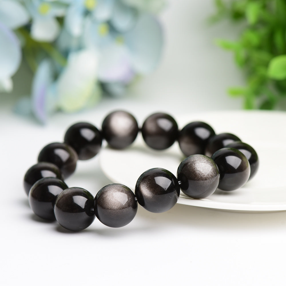 16mm Silver Obsidian Bracelet Bulk WholeslaeBest Crystal Wholesalers