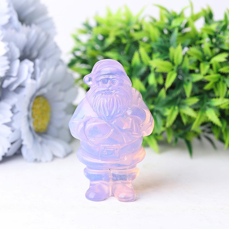 3" Pink Opalite Santa Claus Crystal Carvings for Christmas Best Crystal Wholesalers