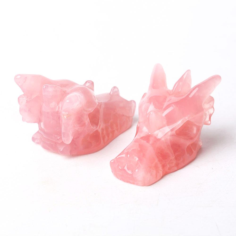 Rose Quartz Dragon Head Carving for Decoration Best Crystal Wholesalers