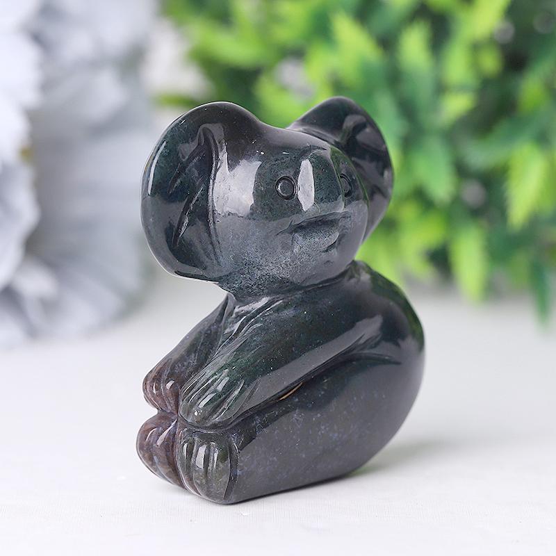 2" Moss Agate Koala Crystal Carving Animal Bulk Best Crystal Wholesalers