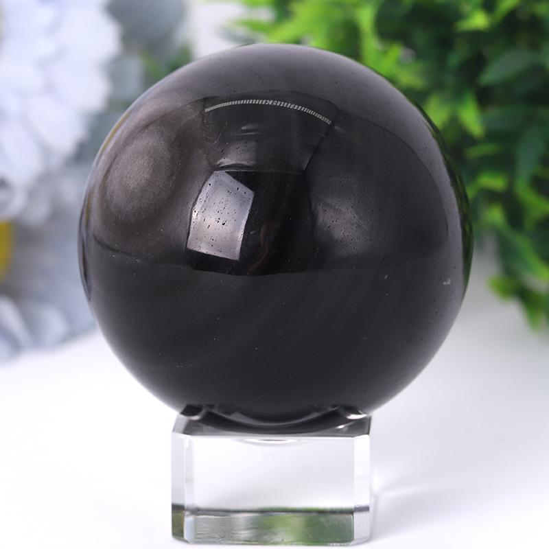 2.0"-4.5" Silver Obsidian Sphere Best Crystal Wholesalers