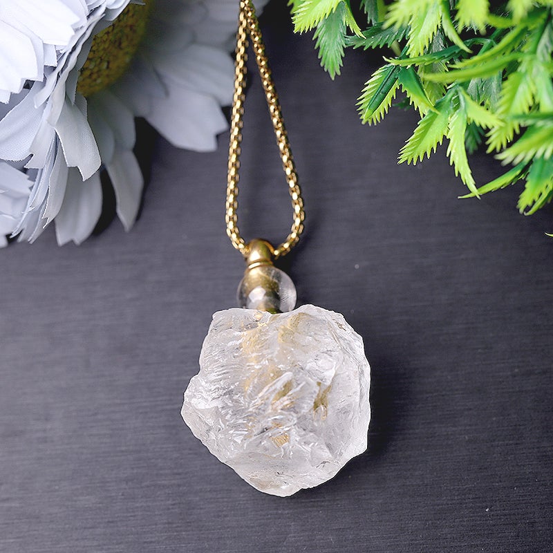 Raw Clear Quartz Perfume Bottle Necklace DIY Best Crystal Wholesalers