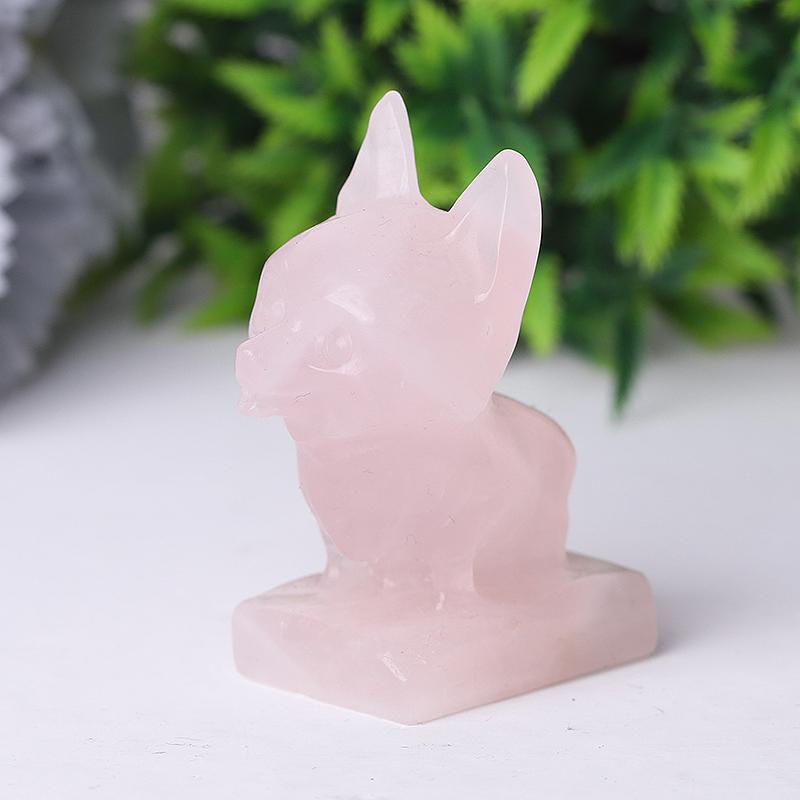 2.4" Rose Quartz Dog Crystal Carvings Animal Bulk Best Crystal Wholesalers