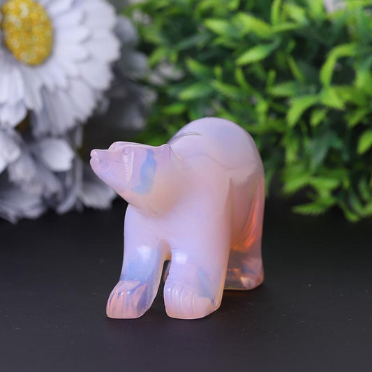 3" Pink Opal Bear Carving for Collection Crystal Gift Animal Bulk Best Crystal Wholesalers