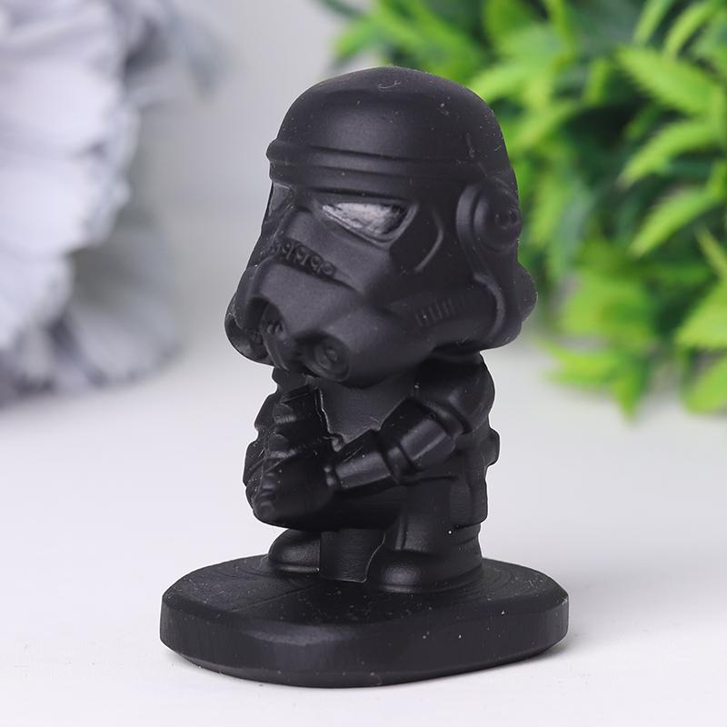 2.5" Black Obsidian Darth Vader Crystal Carvings Cartoon Bulk Best Crystal Wholesalers