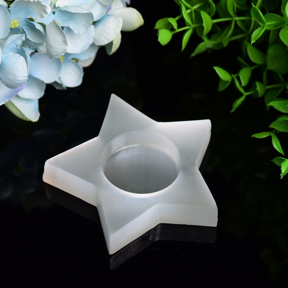 3.5" Star Shape Candle Holder Selenite Carving Bulk WholesaleBest Crystal Wholesalers