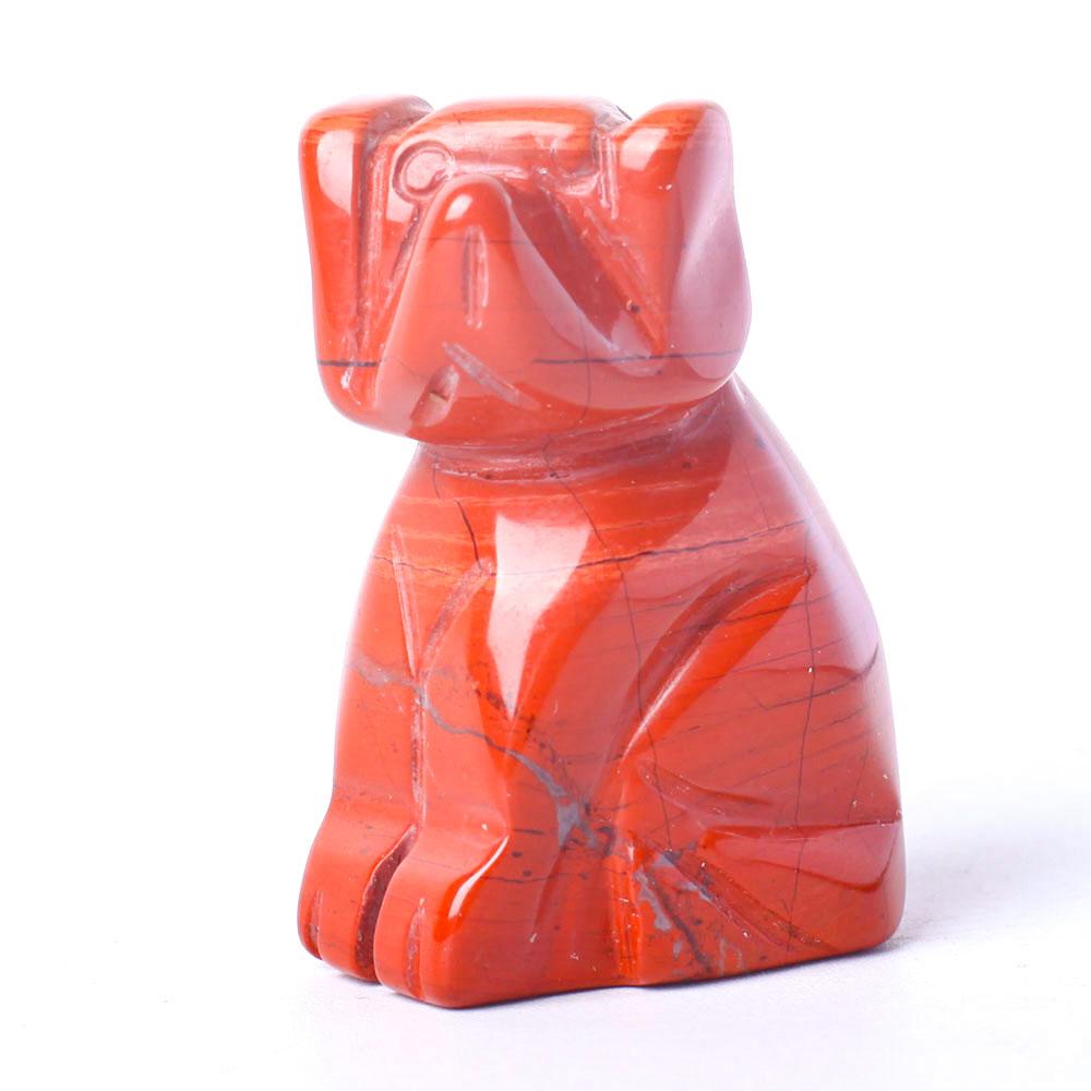 1.5" Red Jasper Dog Figurine Crystal Carvings Animal Bulk Best Crystal Wholesalers