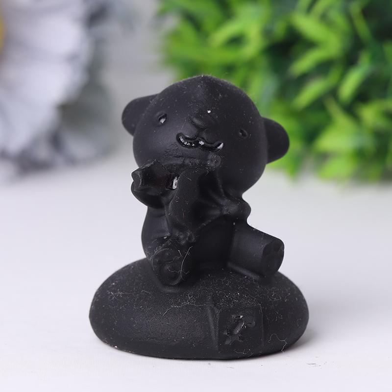 2" Black Obsidian Crystal Carvings Cartoon Bulk Best Crystal Wholesalers