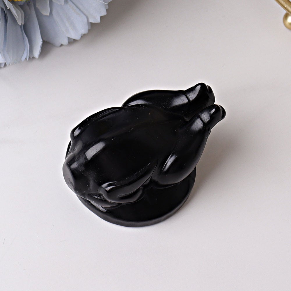 2.35" Black Obsidian Roast Turkey Crystal Carvings Best Crystal Wholesalers