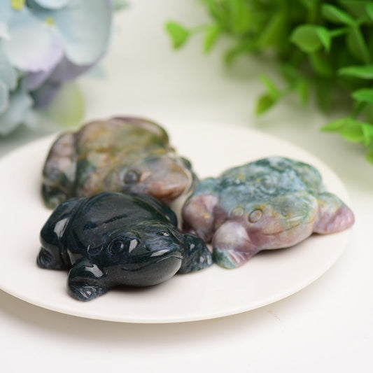 2.0" Moss Agate Frog Crystal Carving Bulk Crystal wholesale suppliers