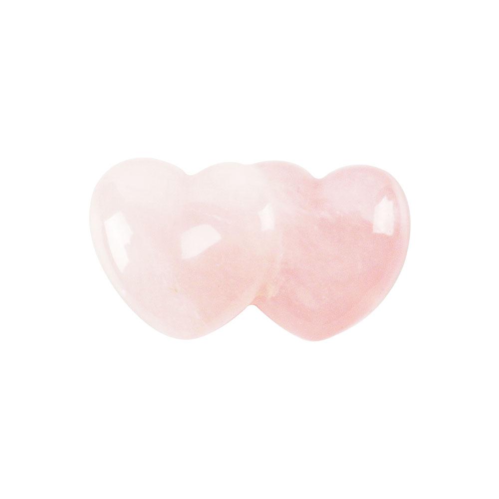 Rose Quartz Double Heart Shape Crystal Carving Free Form