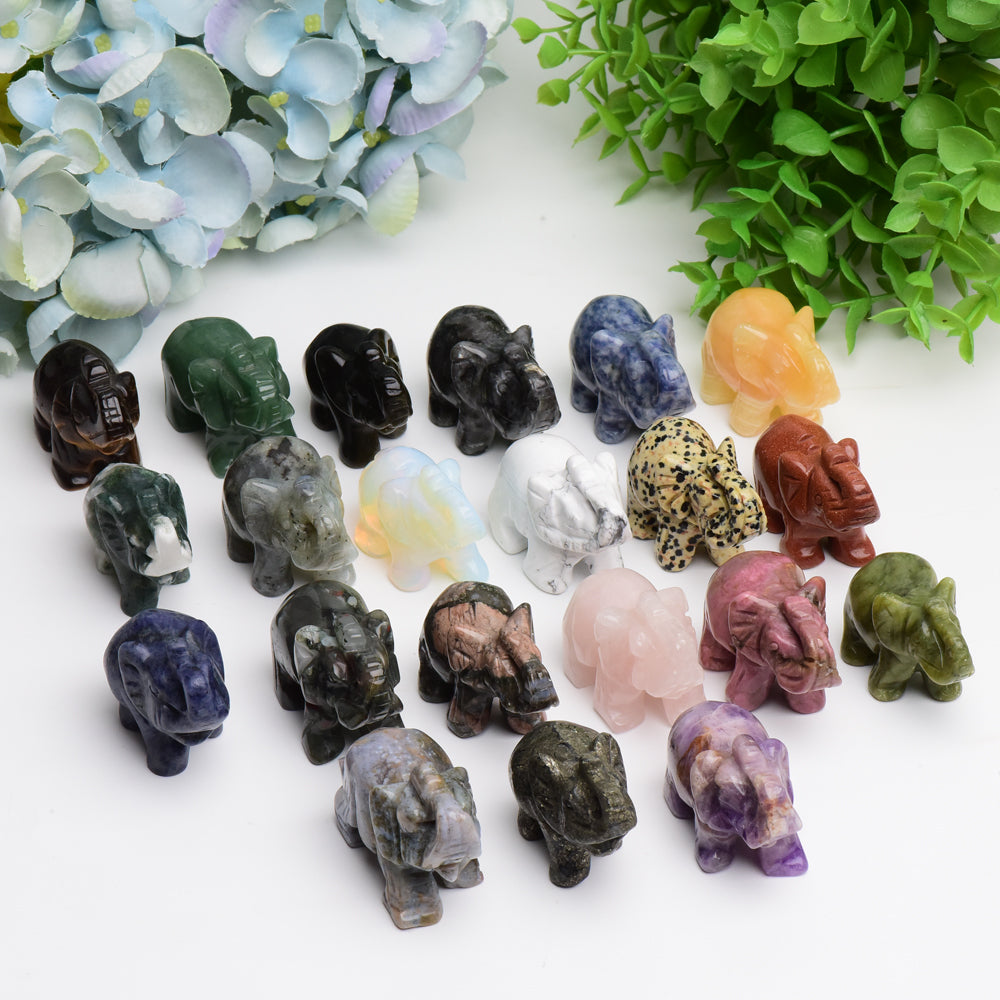 2.0" Mixed Crystal Elephant Animal Crystal Carving Bulk Best Crystal Wholesalers