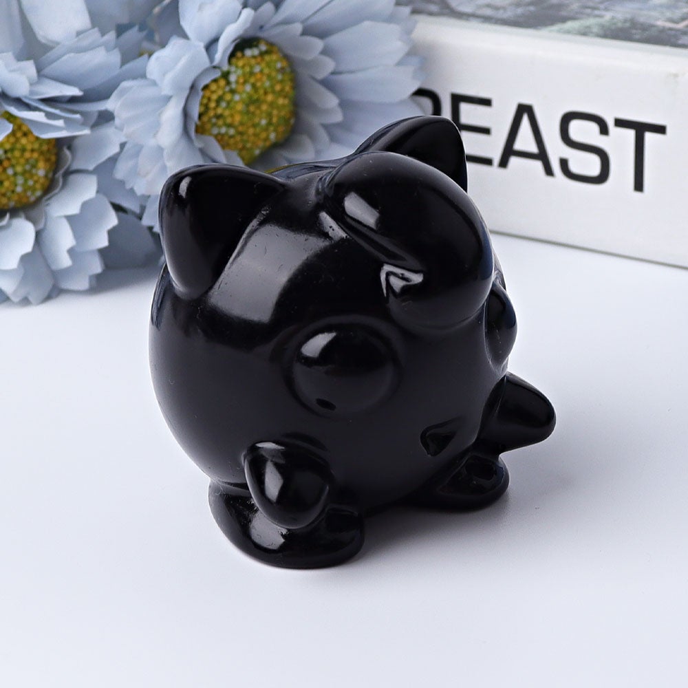 2" Black Obsidian Jiggly Puff Crystal Carvings Cartoon Bulk Best Crystal Wholesalers