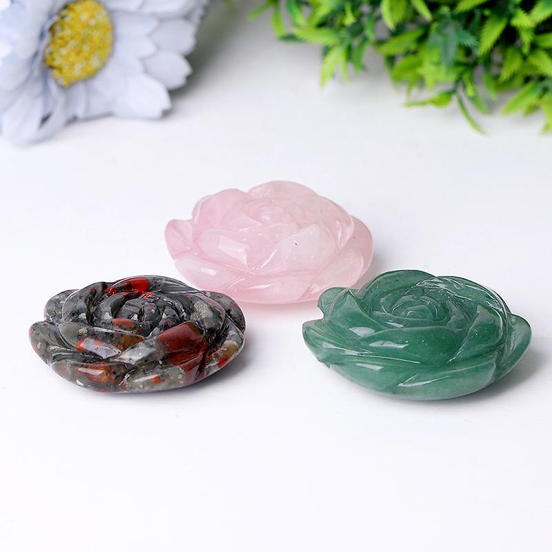 2" Rose Flower Crystal Carvings Plants Bulk Best Crystal Wholesalers