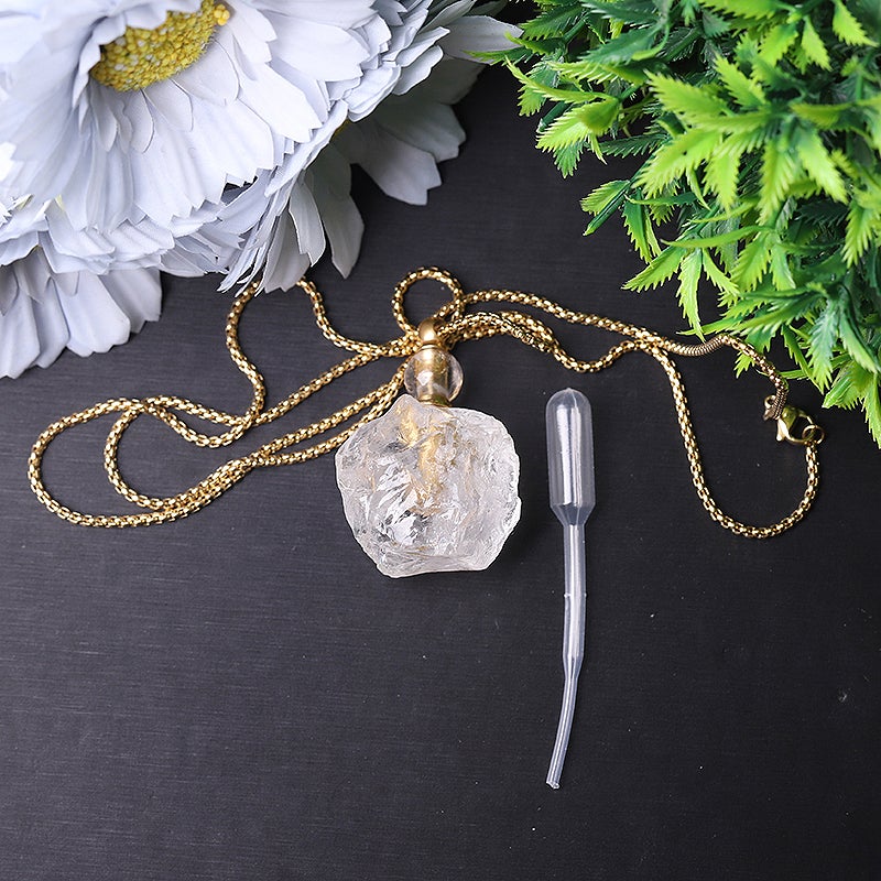 Raw Clear Quartz Perfume Bottle Necklace DIY Best Crystal Wholesalers